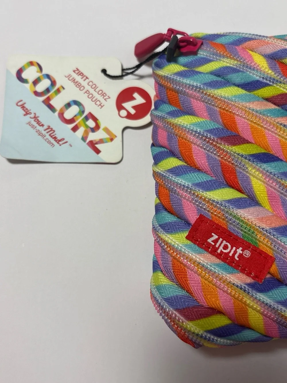 Multicolor Travel Zip Closure Pouch - Colorful Braided Pattern 6”x9”